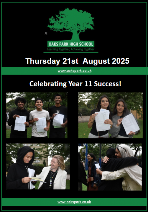 Oaks Park High School - Year 11 Results Day 2025